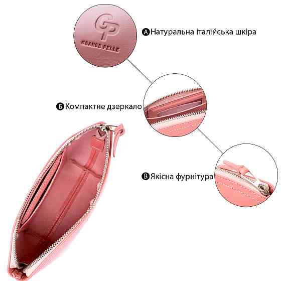 Женская косметичка из кожи Amelin GRANDE PELLE 11299 Пудровая Киев