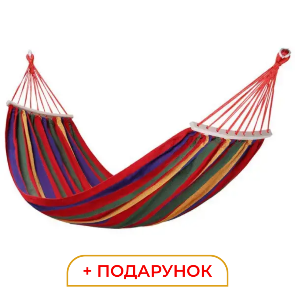 Гамак туристичний підвісний тканинний 174х80 см з планкою Червоний SJ-0010-2R Київ - фото 1