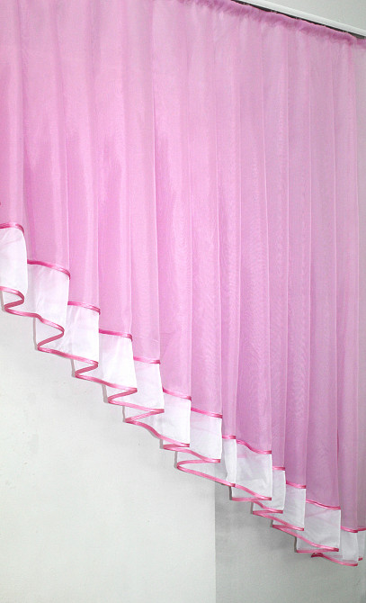 Кухонный комплект VR-Textil № 062к шторка с ламбрекеном розовый с белым 200х170 см (50-862) Киев - изображение 5