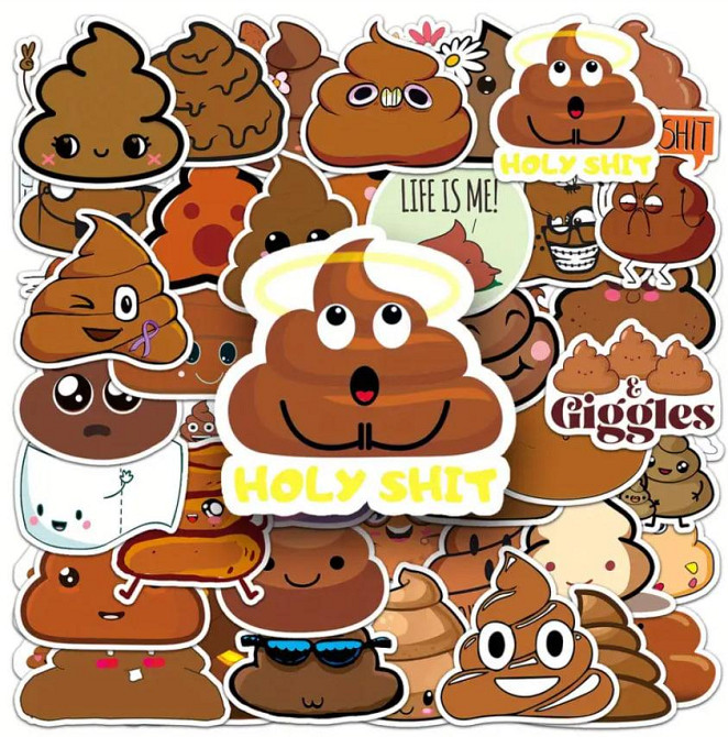 Набор наклеек Какашка Poop, стикеры, Наклейка для велосипеда, мотоцикла, компьютера, ноутбука, набор Киев - изображение 5