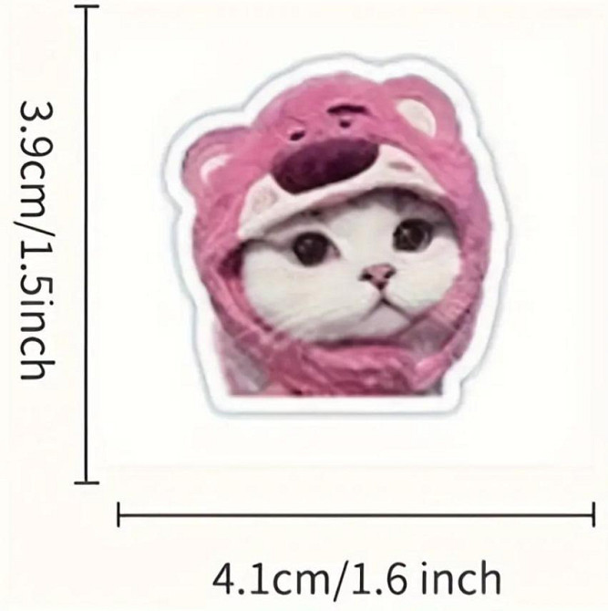 Наклейки Стікери Коти - Водонепроникні Вінілові Естетичні Наклейки з Котами для Пляшки Води, Комп'ют Київ - фото 3