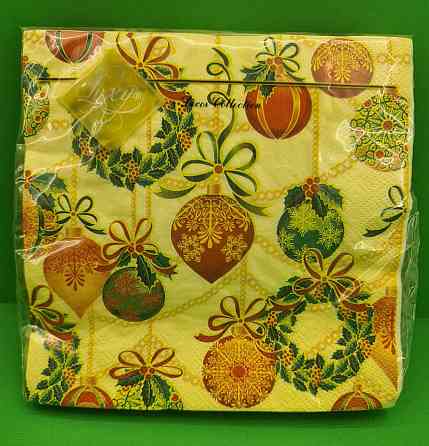 Новорічна серветка (ЗЗХЗ, 20 шт.) LuxyНГ Золотисті прикраси (1 пачка) Харків