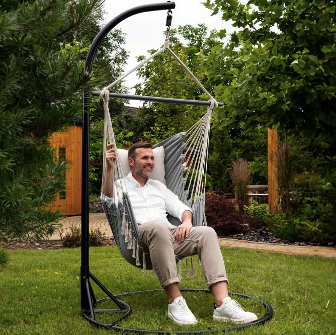 Кресло гамак подвесное для дома сада террасы удобное бразильское кресло кокон из ткани Di Volio Fira серый Киев - изображение 3