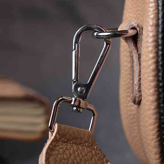 Напівкругла сумка крос-боді для жінок з натуральної шкіри Бежева (Vintage) Київ