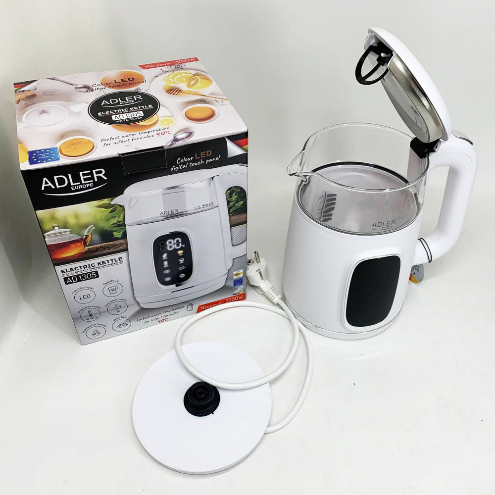 Чайник электро подсветка Adler AD 1305 1.7Л 2200Вт, Чайник с подсветкой и индикатором уровня воды VT-82 Львов - изображение 6