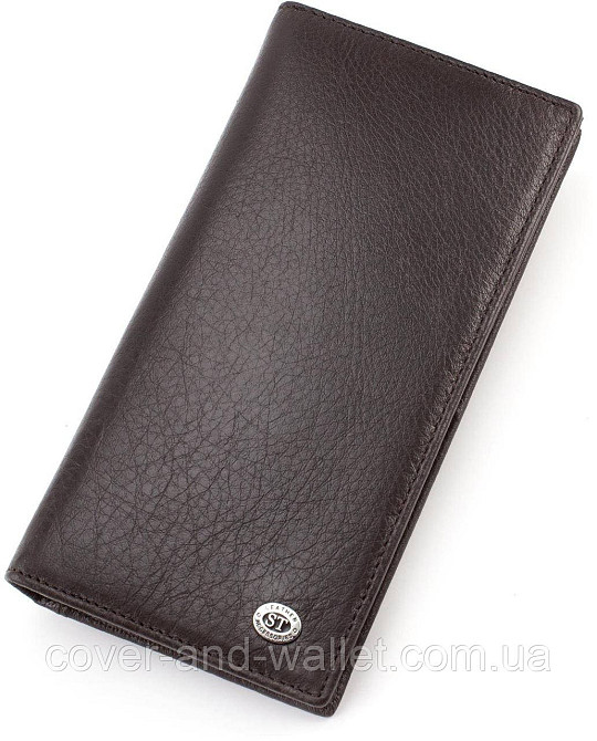 Мужской кожаный кошелек купюрник на магнитах черного цвета ST 152 Киев - изображение 8