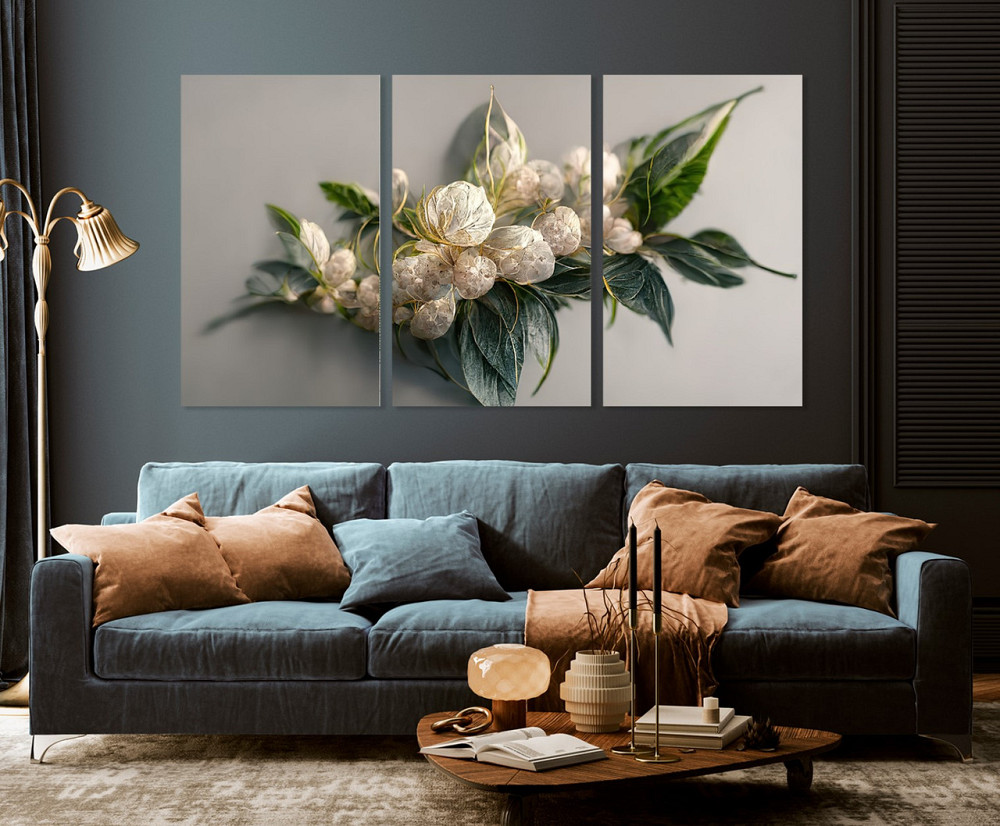 Модульна картина у вітальню/ спальню  Білі  квіти      ART-155_3A 70х130 см Київ - фото 3