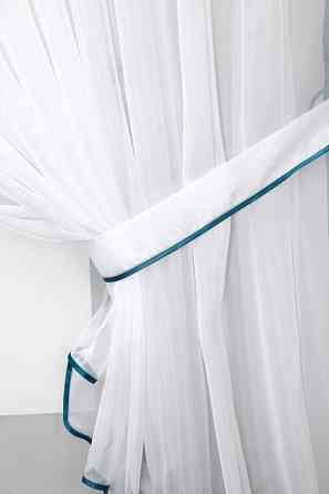 Кухонный комплект VR-Textil № 00к шторка с ламбрекеном белый с бирюзовым 200х170 см (59-759) Киев