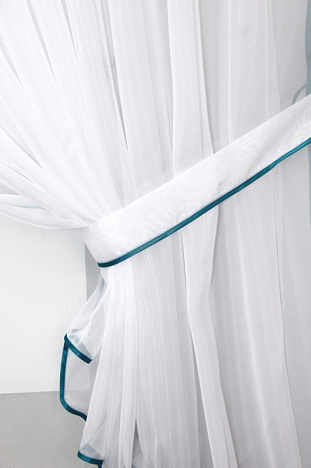 Кухонный комплект VR-Textil № 00к шторка с ламбрекеном белый с бирюзовым 200х170 см (59-759) Киев - изображение 3