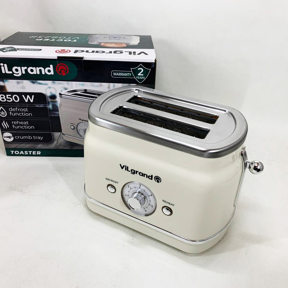 Тостер компактний ViLgrand VT0823R 850 Вт, Тостер для підсмажування тостів подвійний HE-53 Львів - фото 2