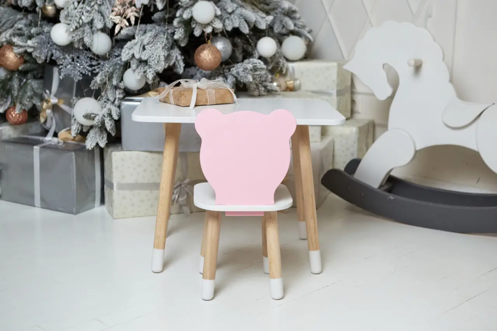 Дитячий прямокутний столик (Білий) та стільчик Ведмедик (Рожевий) Вінниця - фото 8