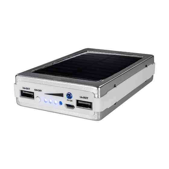 Повербанк з сонячною панеллю 10000mAh Power Bank Kraft KPB-1012SL Silver LED-ліхтар (43-00069) Київ