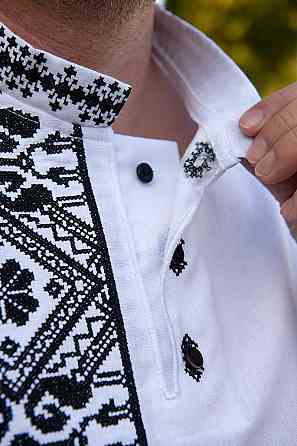 Вышиванка мужская, белая, льняная топ Киев