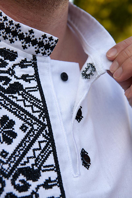 Вышиванка мужская, белая, льняная топ Киев - изображение 4