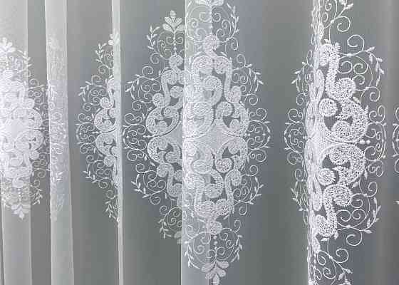 Тюль VR-Textil 1842т Фатин с вышивкой Холодный белый 300х270 см (40-199) Киев