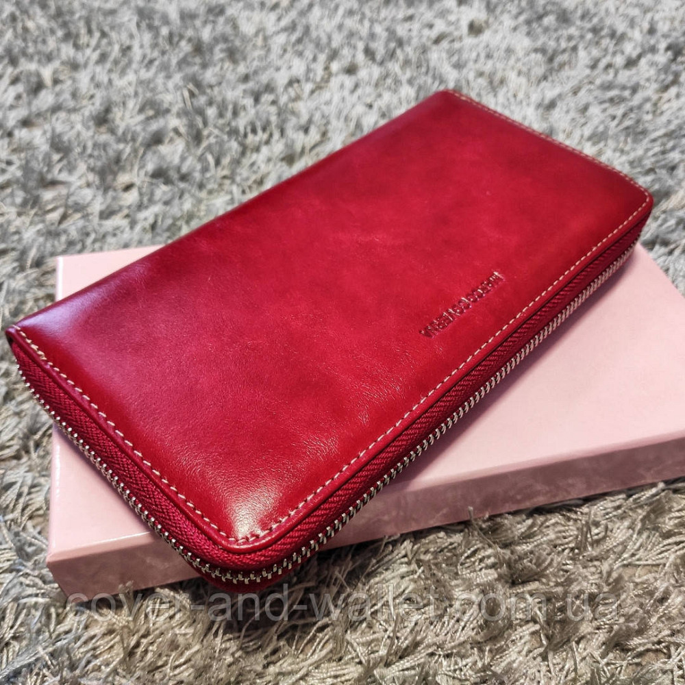 Червоний жіночий шкіряний гаманець клатч на блискавці Marco Coverna MC 7003 Київ - фото 1