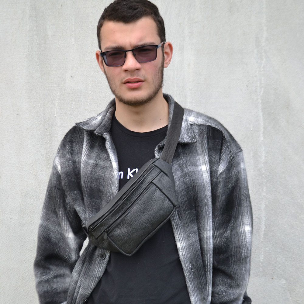 Стильная сумка бананка мужская кожаная коричневая Поясная нагрудная сумка натуральная кожа Киев - изображение 6