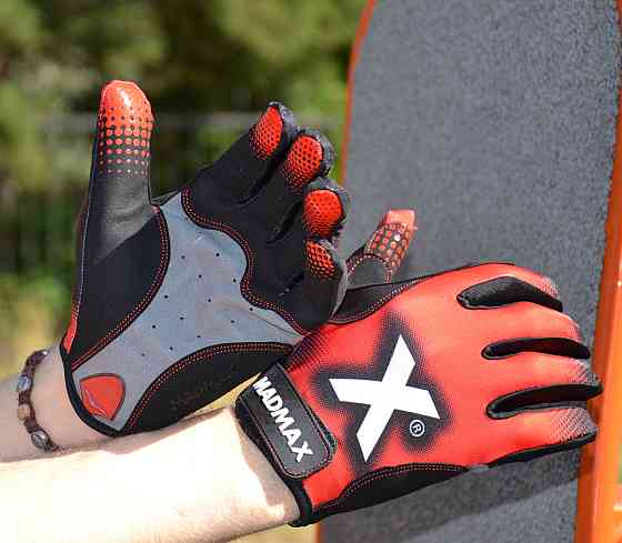 Рукавички для фітнесу MadMax MXG-101 X Gloves Black/Grey/Red S Каменское