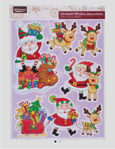 Різдвяні наклейки Melinera 39 на 30 см різнобарвний Київ - фото 2