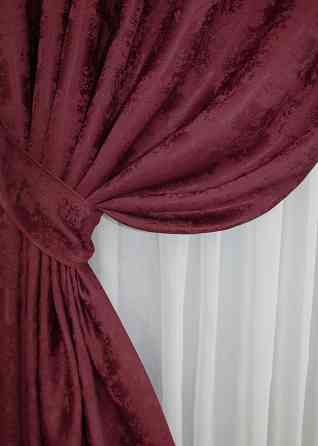 Комплект готовых штор VR-Textil Жаккард Sultan XO № 1472ш Бордовый 100х270 см 2 шт (31-028) Киев