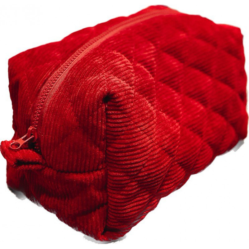 Большая женская вельветовая косметичка 24x13x13 см (Красный) Сумы - изображение 5