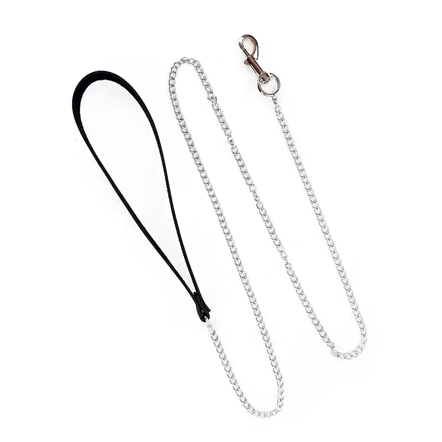 Повідець на ланцюжку із натуральної шкіри Art of Sex - Leash, колір Чорний Львів - фото 2