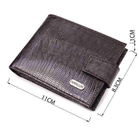 Невеликий чоловічий гаманець із натуральної фактурної шкіри CANPELLINI 21507 Коричневий Київ