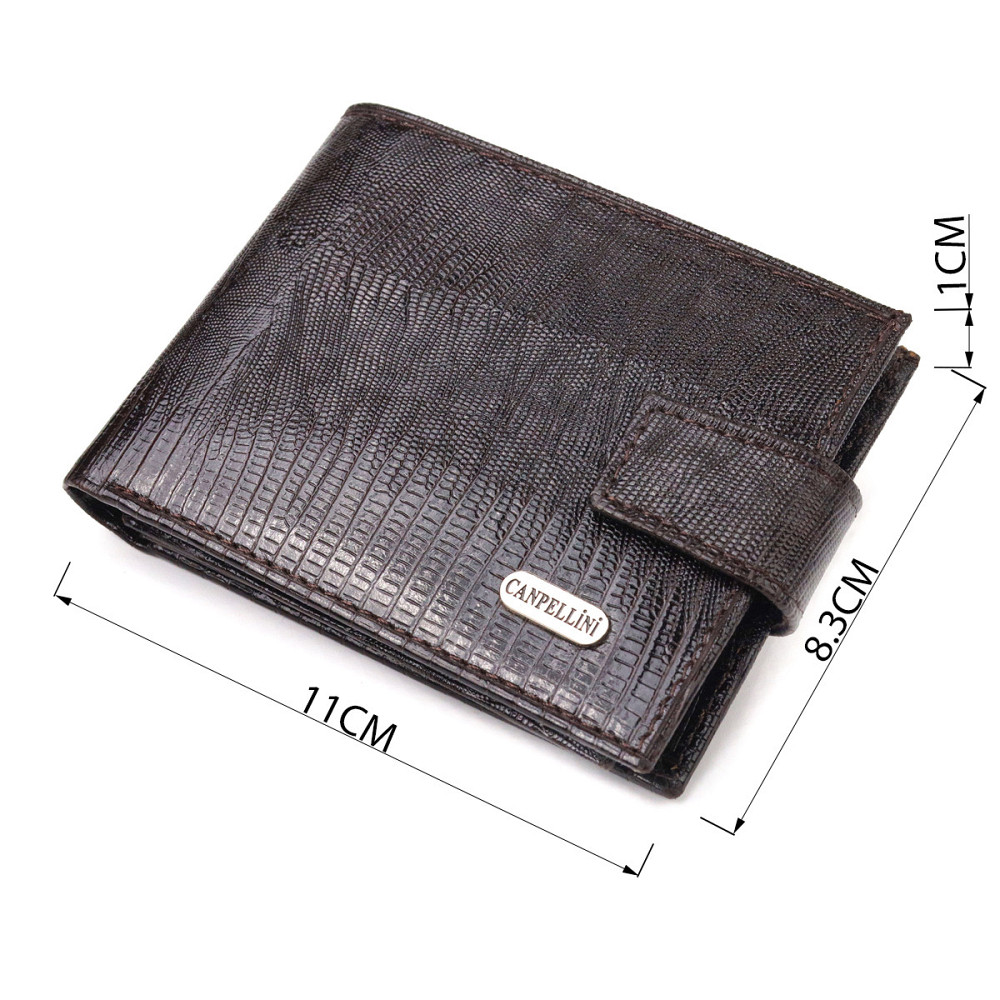 Невеликий чоловічий гаманець із натуральної фактурної шкіри CANPELLINI 21507 Коричневий Київ - фото 3