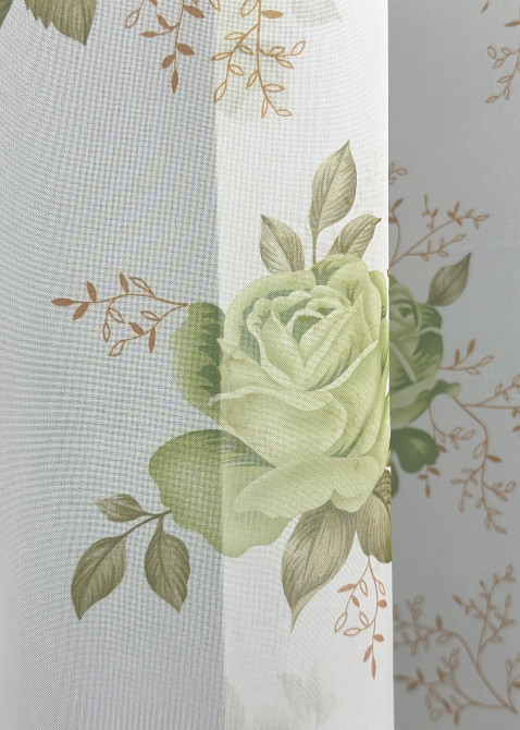 Тюль VR-Textil 1810т Шифон з принтом Білий з салатовий 300х270 см (40-673) Київ - фото 7