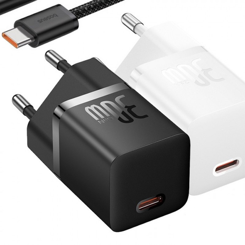 Зарядное устройство Baseus GaN5 30W с кабелем, черное Киев - изображение 3
