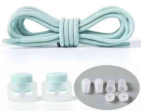 Шнурки эластичные без завязок с пластиковыми фиксаторами Светло-голубой Смела