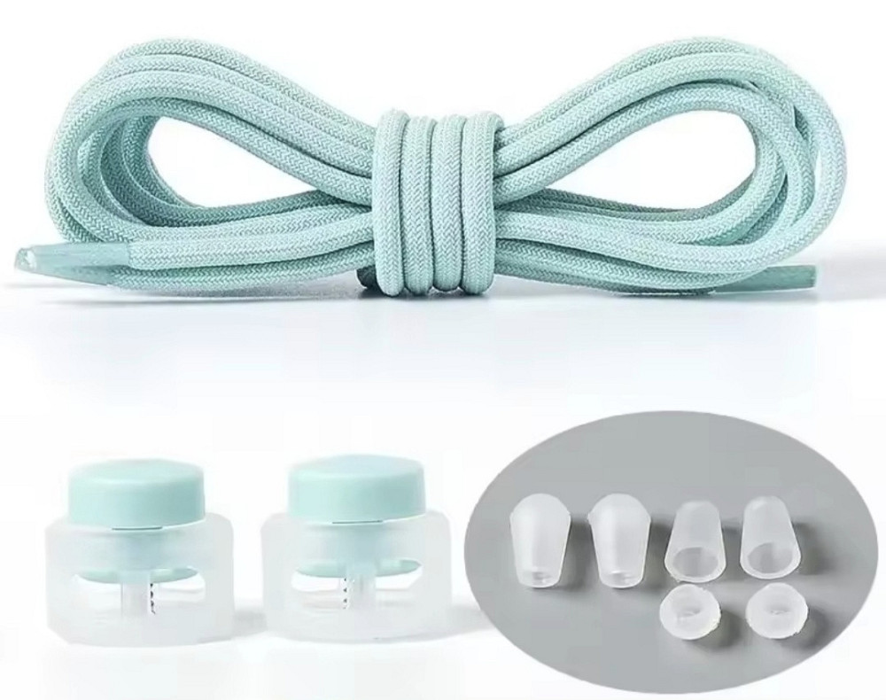 Шнурки эластичные без завязок с пластиковыми фиксаторами Светло-голубой Смела - изображение 1