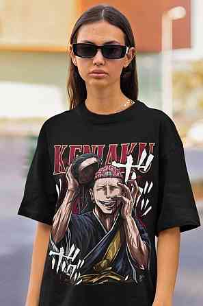 Футболка з аніме принтом Магічна битва оверсайз (S/M/L) Чорний AnimeJ0936 Дніпро