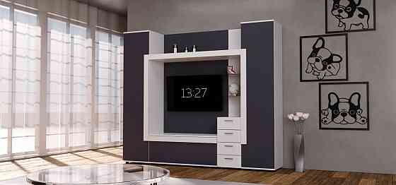 Стенка в гостиную под ТВ Exo-1, Белый+Антрацит, 2160х420х1850 Львов