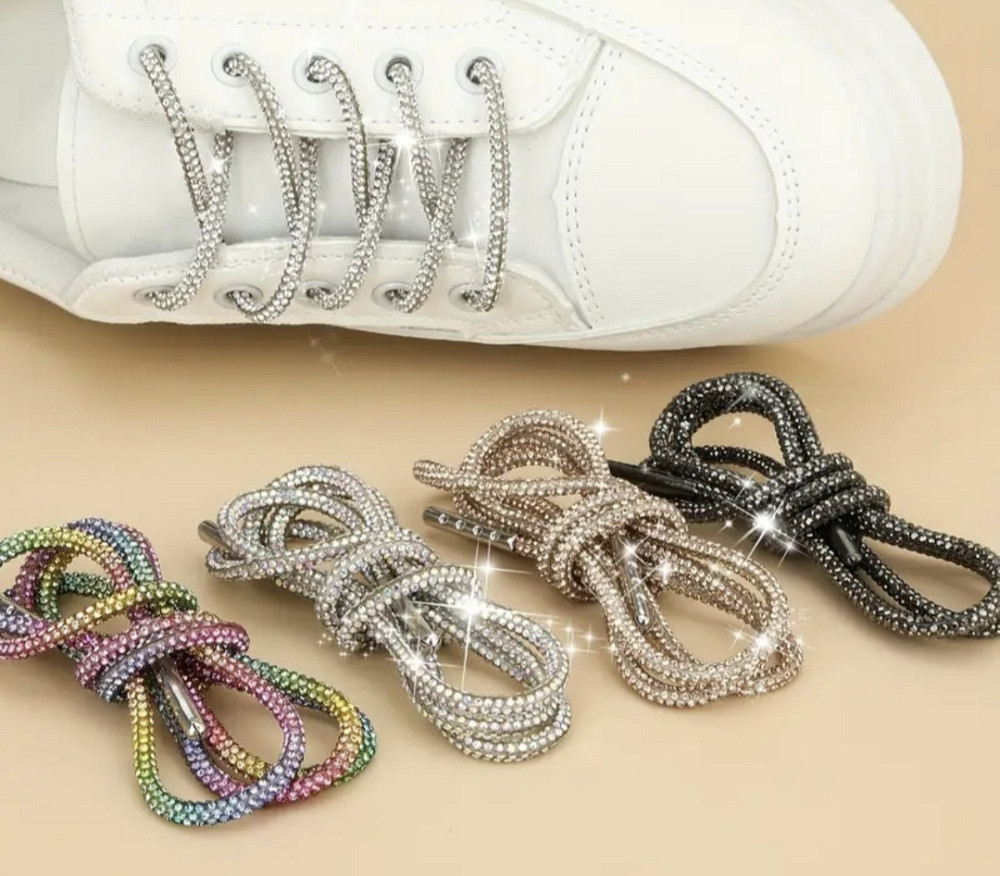 Шнурки зі стразами 2 шт Білий 120 см Сміла - фото 4