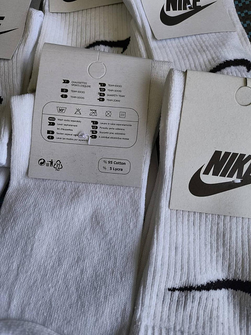 Жіночі шкарпетки брендові високі з бавовни. Паковання білих шкарпеток 6 штук в пакованні. Nike socks. Розмір 39-41 Київ - фото 4