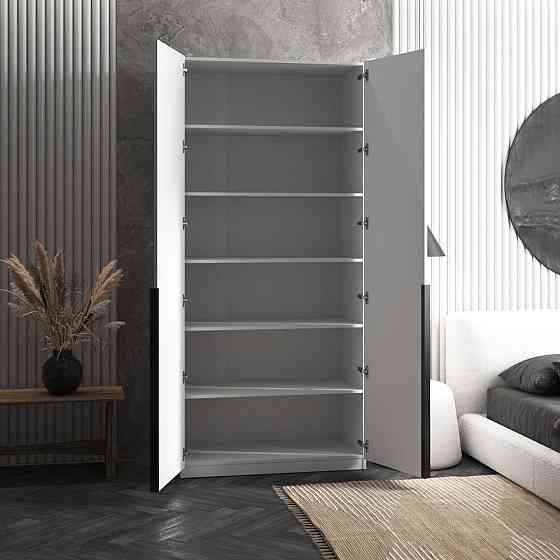 Шафа для одягу VAYS M-26 Венге Темний-Білий фасад, з полицями, ЛДСП, 100×50×220 см - для спальні, вітальні, передпокою Львів