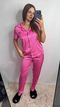 Жіноча піжама сатин Малиновий XL-XXL Харків