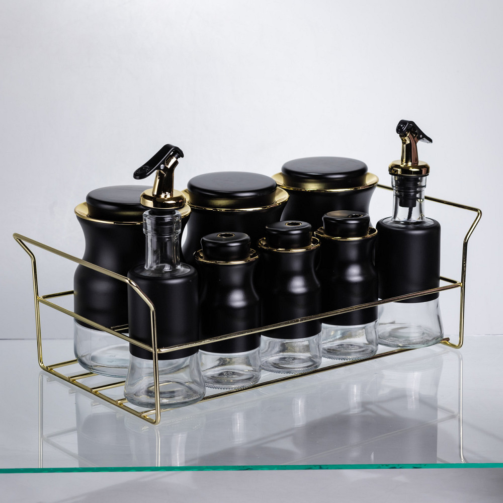 Yiwu Набір для спецій і рідких текстур на металевій підставці чорний HP-1359 Коломия - фото 1