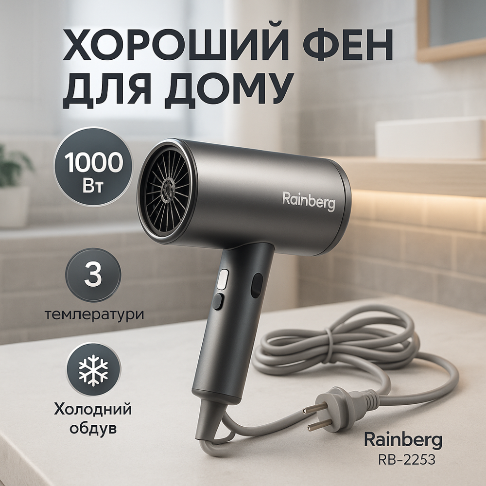 Фен с регулятором мощности и температуры, Функциональный профессиональный фен с мощным мотором HN-71 Львов - изображение 8