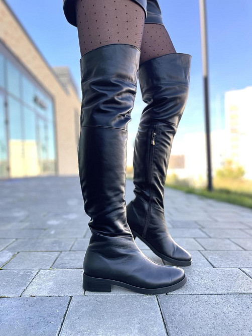 Nivelle Ботфорти зимові жіночі з натуральної шкіри чорні на низькому ходу, наповнювач хутро 300 Коломыя - изображение 9