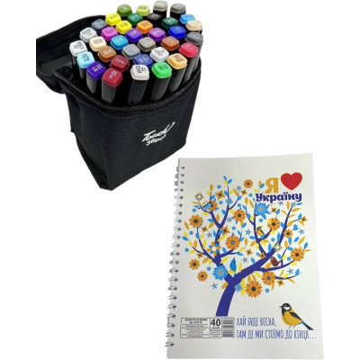 Художественный маркер Touch двухсторонних скетч маркеров 36 шт в чехле + блокнот А5 (40 л) в ассортименте для девочек (XK-MRK-GRL) Вінниця - фото 3