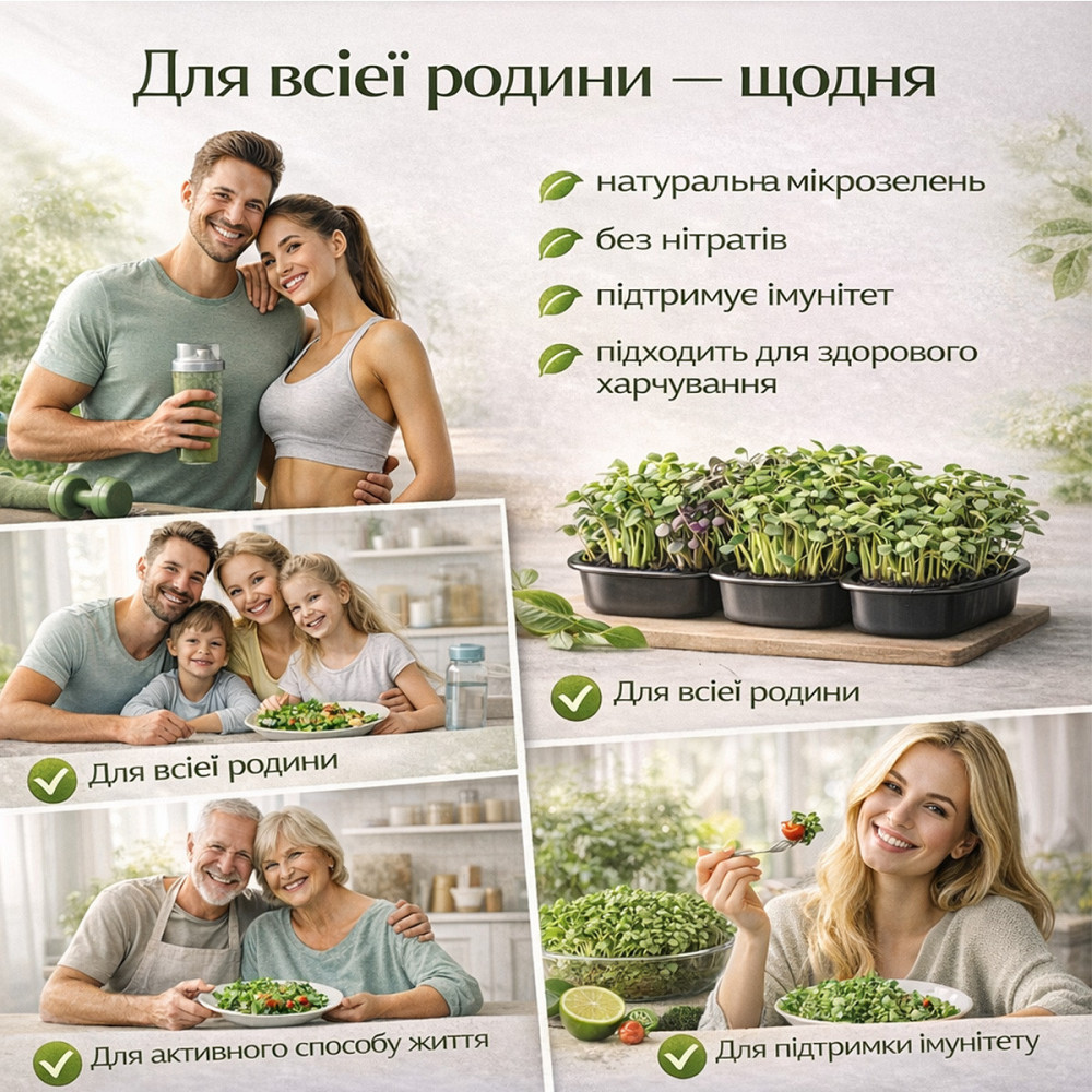 Набір для вирощування мікрозелені 5 культур «Енергія» з контейнерами та інструкцією (повний комплект) Харків - фото 5