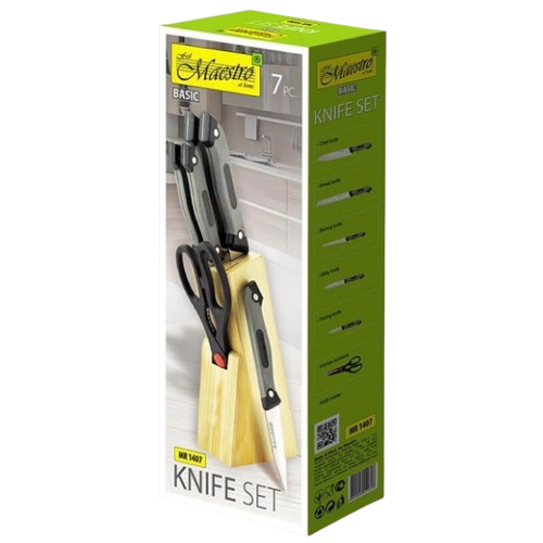 Набір ножів 7 предметів:(6шт + підставка) обгумовані ручки MR-1407 Maestro Житомир - фото 3