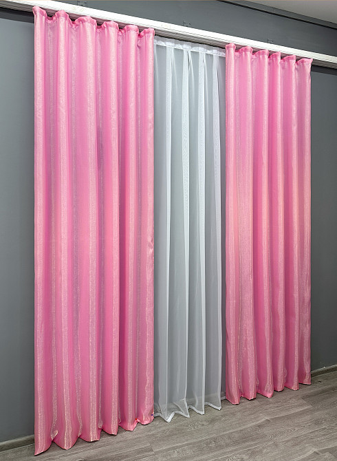 Комплект готовых штор VR-Textil Атлас Монорей № 1749ш Розовый 150х270 см 2 шт (33-0705) Киев - изображение 4