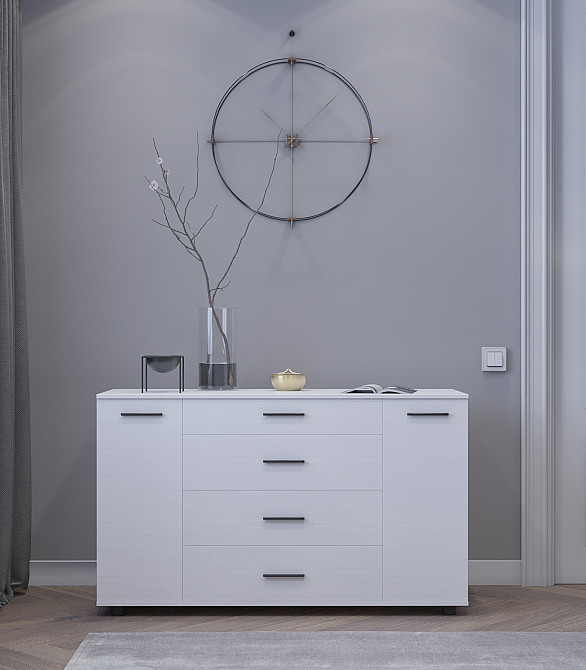 Комод для гостиной Эверест Бриз К-6 130х38х72.5 нимфея альба (телескопы) (DTM-2478) Днепр - изображение 1