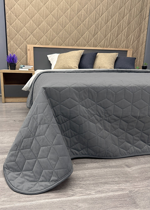 Покривало стьобане Decorator Велюр куб 220х240 см сірий (85-156) Київ - фото 8