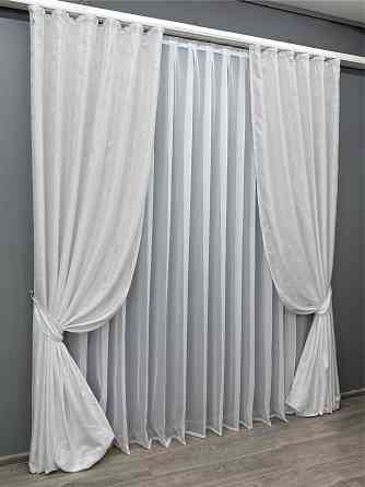 Комплект готових штор VR-Textil Жакард Мармур Al1 № 1300ш Білий 100х270 см 2 шт (31-573) Київ