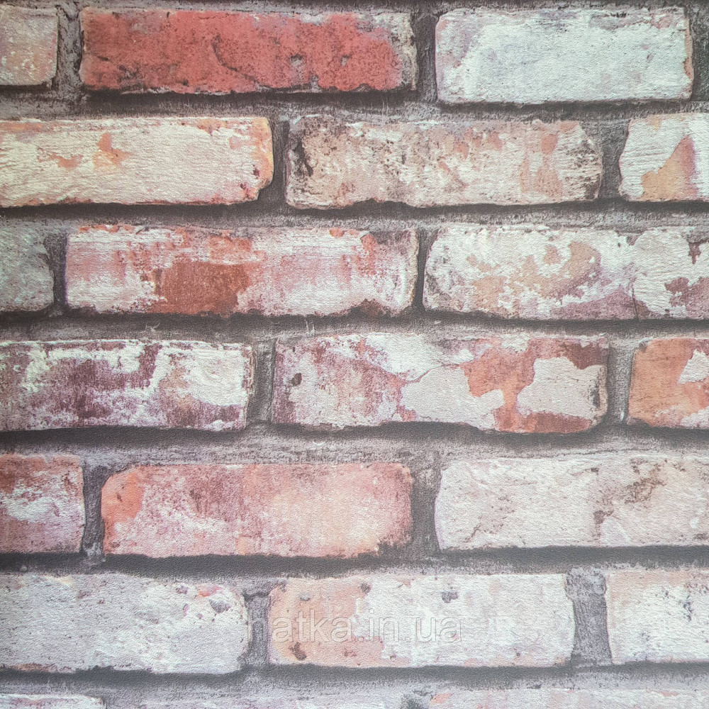 Шпалери метрові вініл на флізелін Decowall Retro під цеглу цегляні бордові червоні, сірі Київ - фото 2