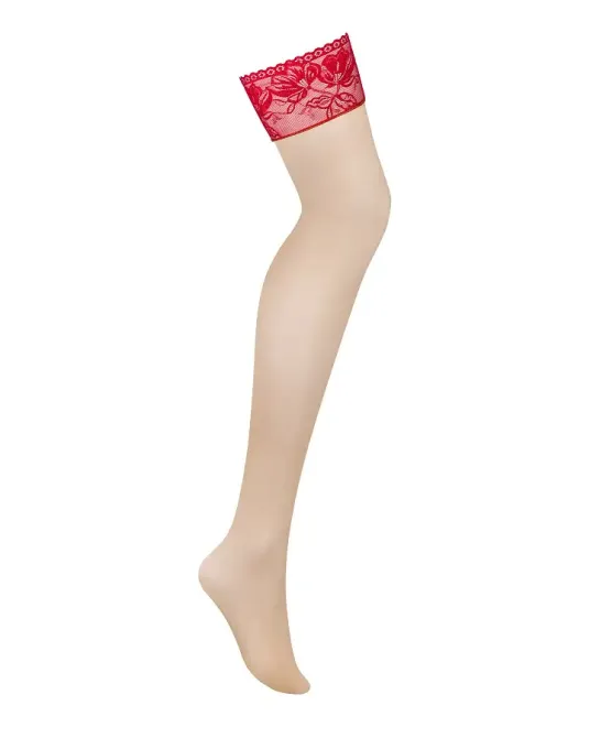 Панчохи під пояс із широким мереживом Obsessive Lacelove stockings XS/S Львов - изображение 3